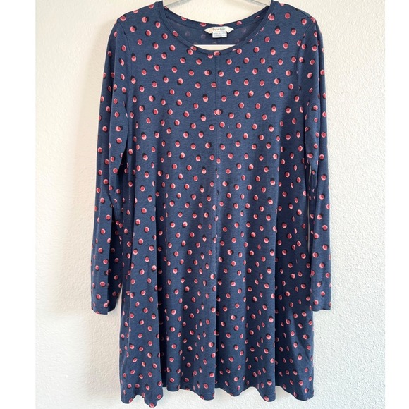 Boden Dresses & Skirts - Boden Women Blue Pink Polka Dot Long Sleeve Jersey Swing Dress‎ Pockets US 12R